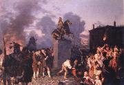 Johannes Adam  Oertel Pulling Down the Statue of King George III oil painting picture wholesale